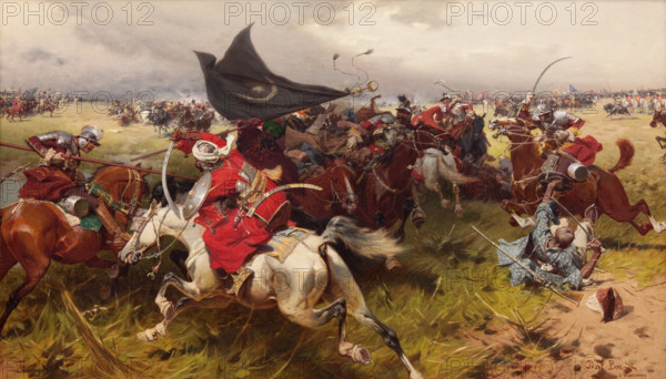 Fight for a Turkish Standard, c1905. Creator: Jozef Brandt.