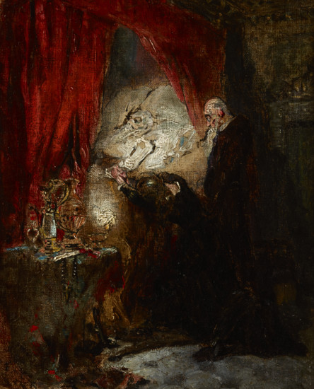 At the Deathbed, 1876. Creator: Maurycy Gottlieb.