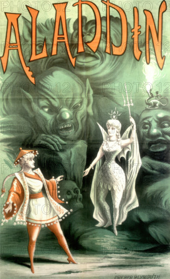 'Aladdin', pantomime poster, 1886. Creator: Unknown.