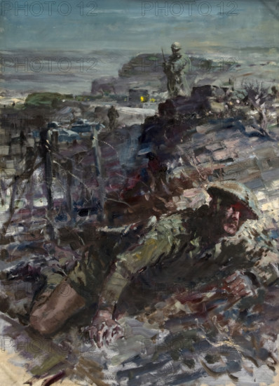 Commando attack, between 1939 and 1946. Creators: Unknown, Central Office of Information.