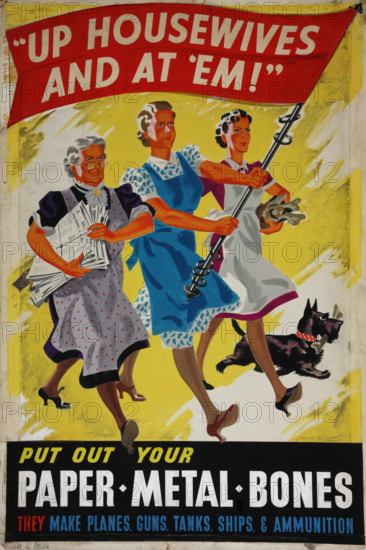 Up Housewives and at 'Em!, British poster, World War II, c1939-c1945. Creator: William Yates-Wilson.