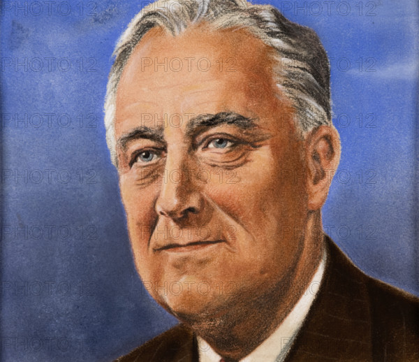 Portrait of Franklin D Roosevelt, c1940s. Creator: William Timym.