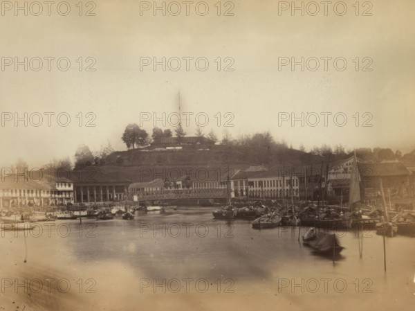 A view of Fort Canning from the Singapore River, between 1860 and 1900. Creator: Unknown.