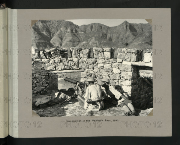 Gun position in the Walchefit Pass, 1942. Creator: Colonial Office.