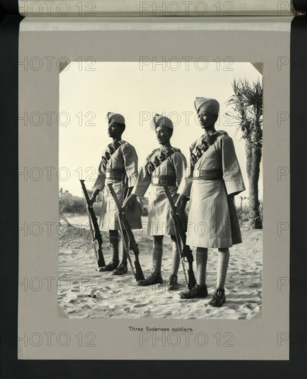 Three Sudanese soldiers, 1964. Creators: Colonial Office, Unknown.