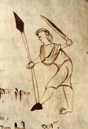 Pen portrait of a warrior from a book of treasury receipts, 15th century. Creator: Unknown.