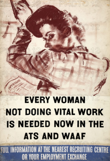 'Every woman not doing vital work is needed now in the ATS...', WWII poster, between 1939 and 1946. Creator: Central Office of Information.