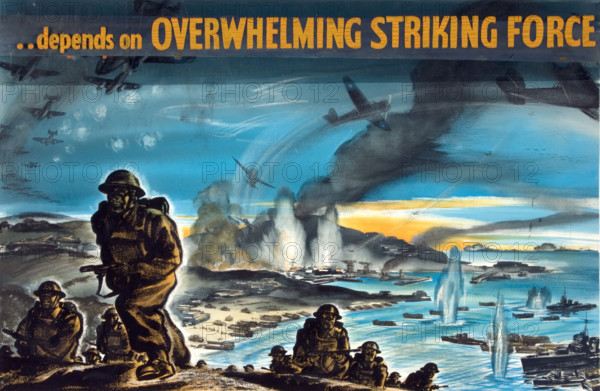 '[Victory]...depends on overwhelming striking force', World War II poster, between 1939 and 1946. Creators: Central Office of Information, Whitear.