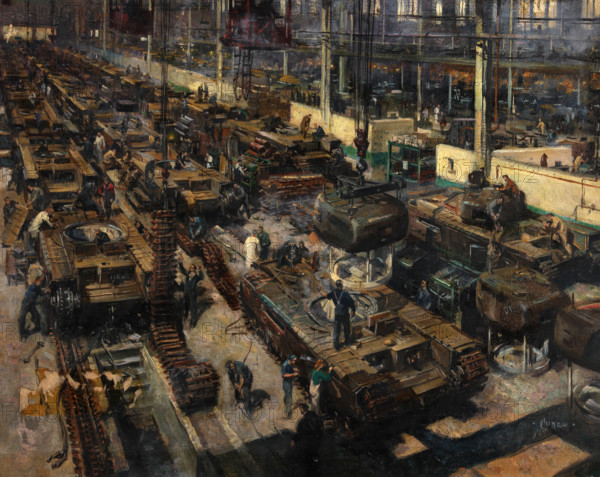 Production of tanks, between 1939 and 1946. Creators: Central Office of Information, Terence Tenison Cuneo.