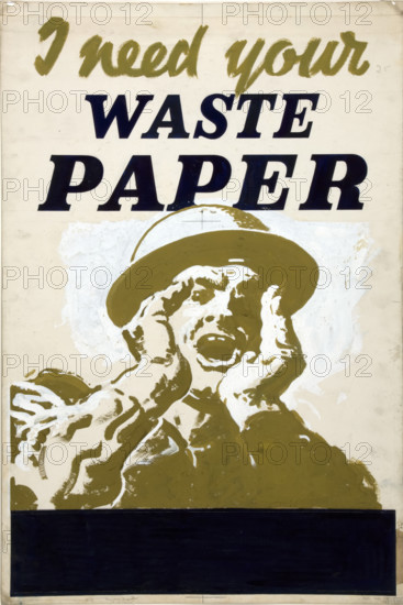 'I need your waste paper', World War II poster, between 1939 and 1946. Creator: Central Office of Information.