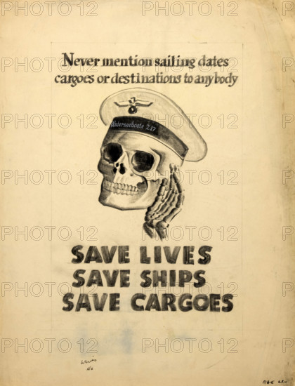'Never mention sailing dates, cargoes or destinations to..., WWII poster, between 1939 and 1946. Creators: Central Office of Information, Unknown.