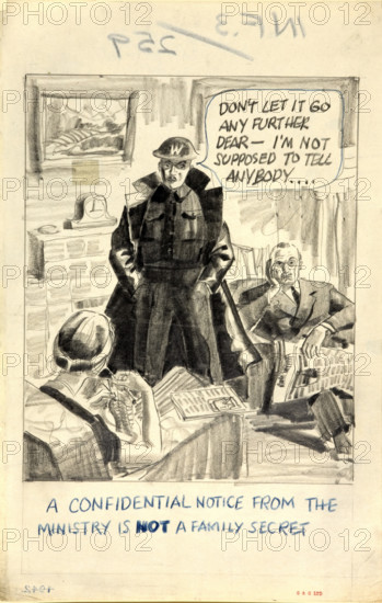 'A confidential notice from the Ministry is NOT a family secret', WWII poster between 1939 and 1946. Creators: Central Office of Information, Unknown.