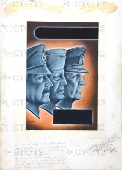 Field Marshal Alexander, General Eisenhower and Admiral Cunningham, between 1939 and 1946. Creators: Central Office of Information, Marc Stone.