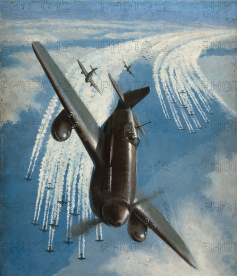 Fighter aircraft escort, between 1939 and 1946. Creators: Central Office of Information, Roy Anthony Nockolds.