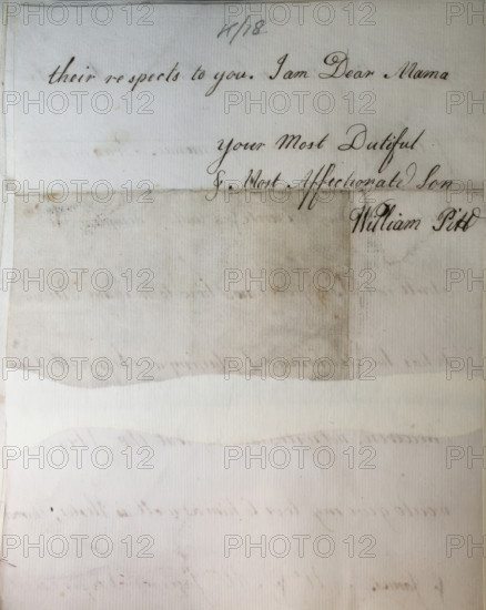Letter from William Pitt, 1769. Creator: William Pitt the Younger.