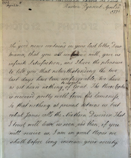 Letter from William Pitt, 1772. Creator: William Pitt the Younger.