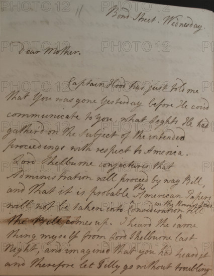 Letter from William Pitt, 1770s. Creator: William Pitt the Younger.
