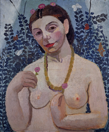 Self-portrait (Semi-Nude with Amber Necklace II), 1906. Creator: Modersohn-Becker, Paula (1876-1907).