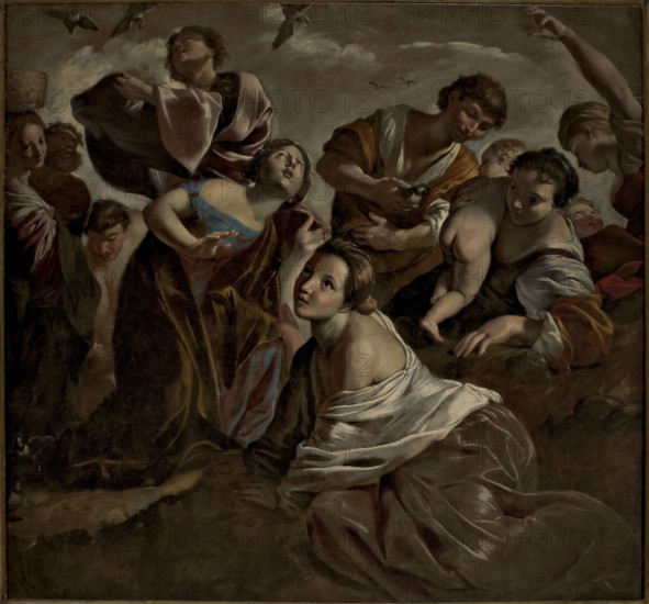 The Miracle of the Quail, c1624-1625. Creator: Lanfranco, Giovanni (1582-1647).