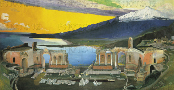 Ruins of the Greek Theatre at Taormina, 1904-1905. Creator: Kosztka Csontváry, Tivadar (1853-1919).