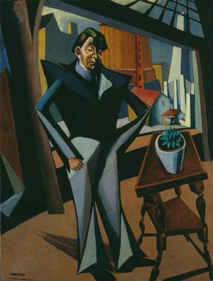 Man Standing at a Window, 1922. Creator: Tihanyi, Lajos (1885-1938).