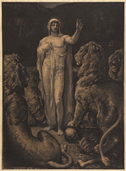 The Lions. Illustration for The Legend of the Ages (La Légende des siècles) by Victor Hugo, c1860-65 Creator: Chifflart, François (1825-1901).