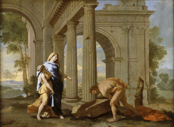Theseus Finding the Sword and the Shoes of his Father, c1638. Creator: Lemaire, Jean (1598-1659).