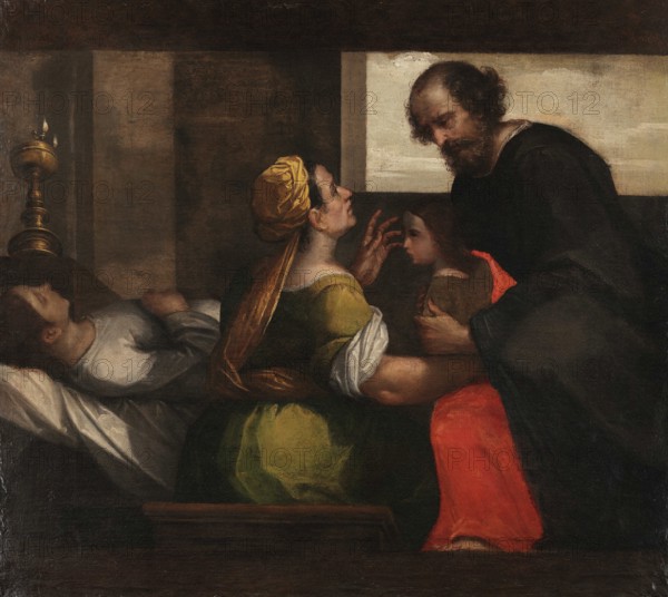 Saint Jerome Emiliani Takes Care of an Orphan, 1595-1600. Creator: Scarsellino (Scarsella), Ippolito (1551-1620).