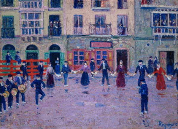 Aurresku Dance in the Rain in Mondragón, 1905. Creator: Regoyos y Valdés, Darío de (1857-1913).