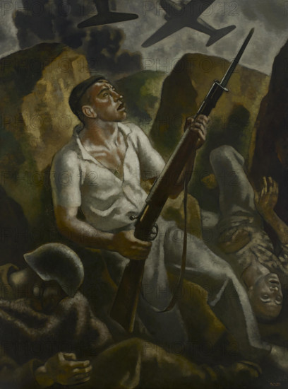 The Exodus. Triptych of War, left panel, 1937-1938. Creator: Arteta, Aurelio (1879-1940).