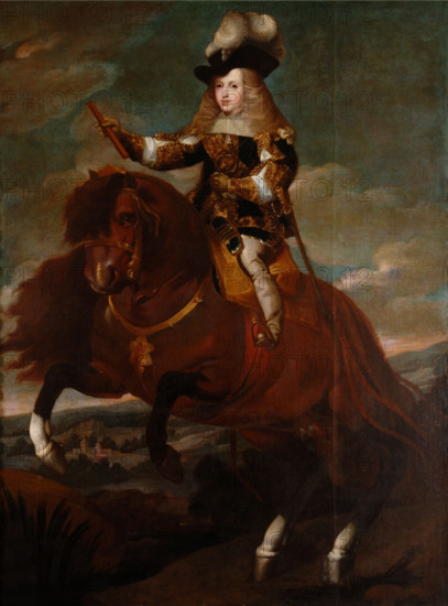 Equestrian Portrait of Charles II of Spain, 1671. Creator: Herrera Barnuevo, Sebastian de (1619-1671).