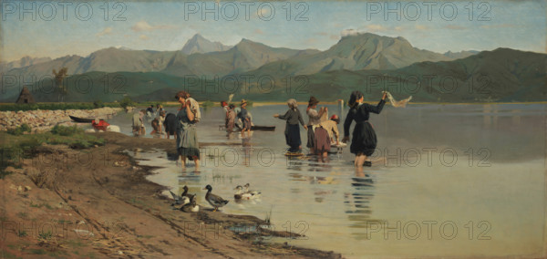 Lavandaie a Torre del lago (Washerwomen at Torre del Lago), 1880. Creator: Cecconi, Eugenio (1842-1903).
