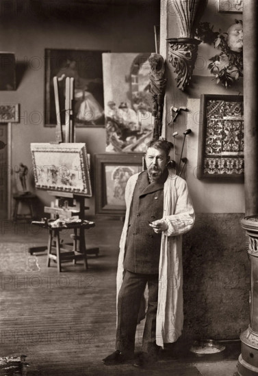 Joaquín Sorolla in his studio in Madrid, c1906. Creator: Franzen y Nissen, Christian (1863-1923).
