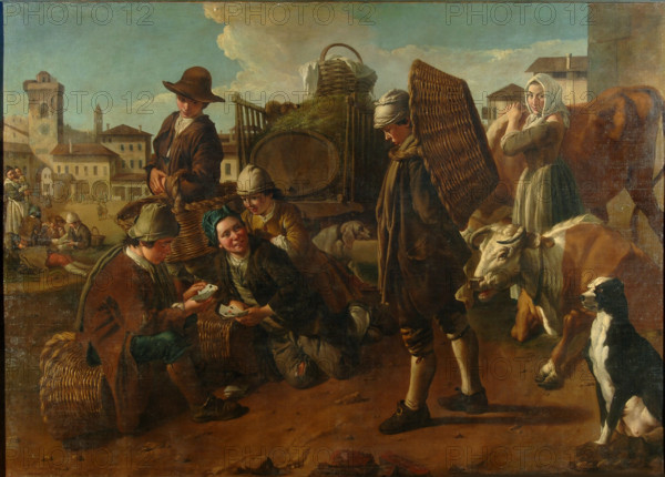 Evening in the Town Square, c1750. Creator: Ceruti, Giacomo Antonio (1698-1767).