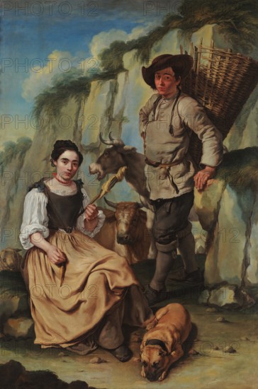 Spinner and farmer with a basket, c1765. Creator: Ceruti, Giacomo Antonio (1698-1767).
