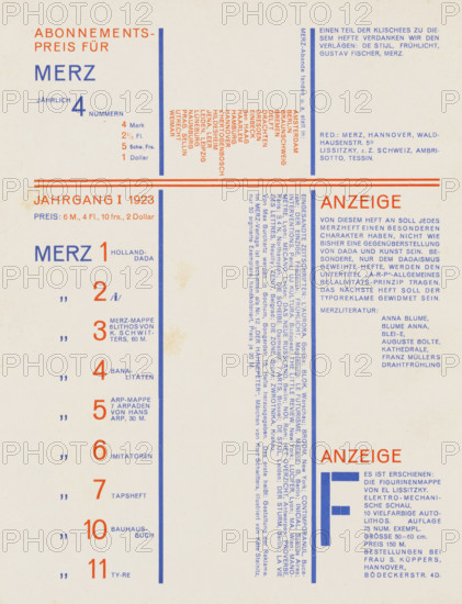 Merz 8-9. Nasci., 1924. Creator: Schwitters, Kurt (1887-1948).