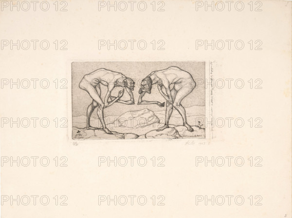 Two Men Meet, Each Believing the Other to Be of Higher Rank. Invention 6, 1903. Creator: Klee, Paul (1879-1940).
