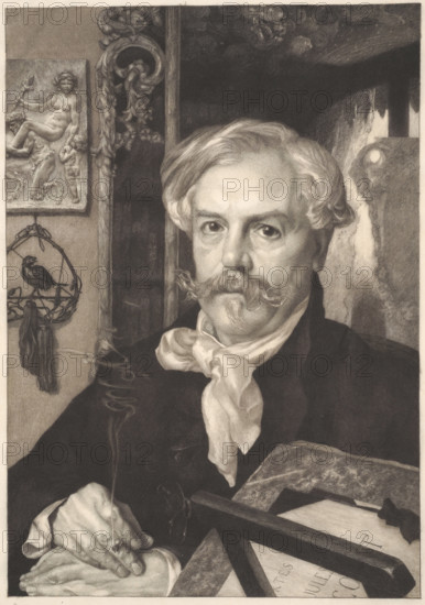 Portrait of Edmond de Goncourt (1822-1896), 1882. Creator: Bracquemond, Félix (1833-1914).