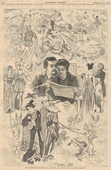Saint Valentine's Day - The Old Story in All Lands. From "Harper's Weekly", 22 February 1868, 1868. Creator: Homer, Winslow (1836-1910).