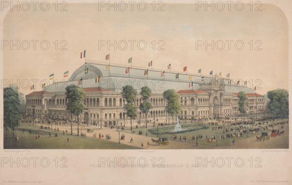 Palais de l'exposition universelle à Paris (Le palais de l'Industrie à Paris). Creator: Petit, Victor (1817-1871).