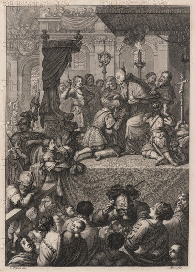 The coronation of Charles VII in the Rheims Cathedral, 17 July 1429, c1657 . Creator: Bosse, Abraham (1602-1676).