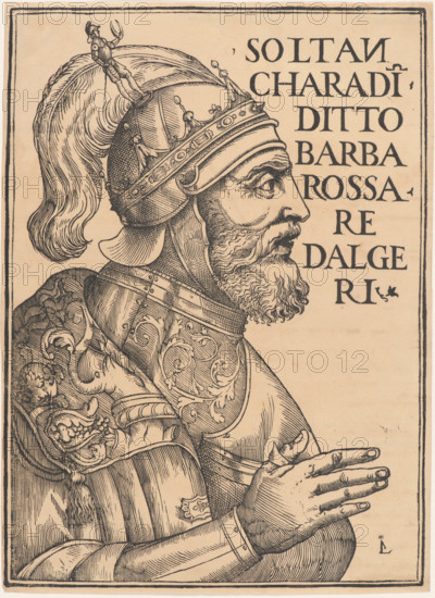 Portrait of Hayreddin Barbarossa (1478-1546), 1535. Creator: Giunta (Giunti), Luca Antonio (Lucantonio) de (1457-1538).