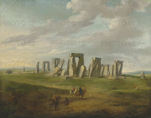Stonehenge with a carriage and travellers on horseback, End of 18th-early 19th century. Creator: Ross, James (1745-1821).