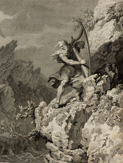 Welsh Druid playing the harp, 1781. Creator: Anonymous.