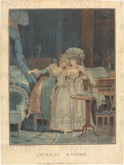 The revived bird (L'oiseau ranimé), 1787. Creator: Debucourt, Philibert-Louis (1755-1832).