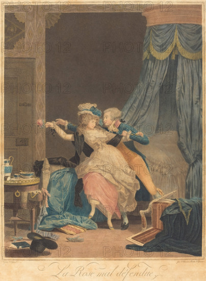 La Rose mal defendue (The Poorly Defended Rose), 1791. Creator: Debucourt, Philibert-Louis (1755-1832).