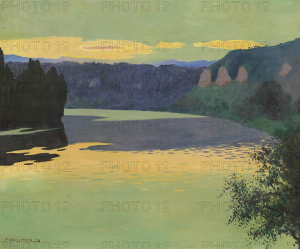 The Seine at Les Andelys, in the evening, 1924. Creator: Vallotton, Felix Edouard (1865-1925).