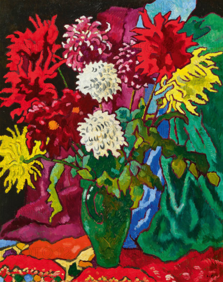 Dahlias, cruche verte, 1942. Creator: Valtat, Louis (1869-1952).