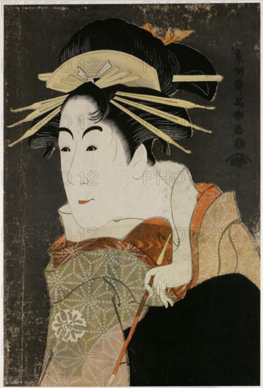 The actor Matsumoto Yonesaburo as Kewaizaka no Shosho in the Play "Katakiuchi Noriyaibanashi", 1794. Creator: Sharaku, Toshusai (active 1794-1795).