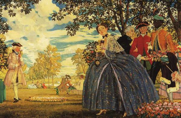 Figures in the Park, 1919. Creator: Somov, Konstantin Andreyevich (1869-1939).